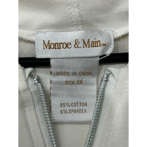 Monroe & Main Hoodie Jacket Beige Long Sleeve Zip Up Mandala Arm Design Sz 1X - Picture 5 of 10